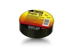Scotch Super 33+ Vinil Elektrik Bandı, siyah 19 mm x 20 m