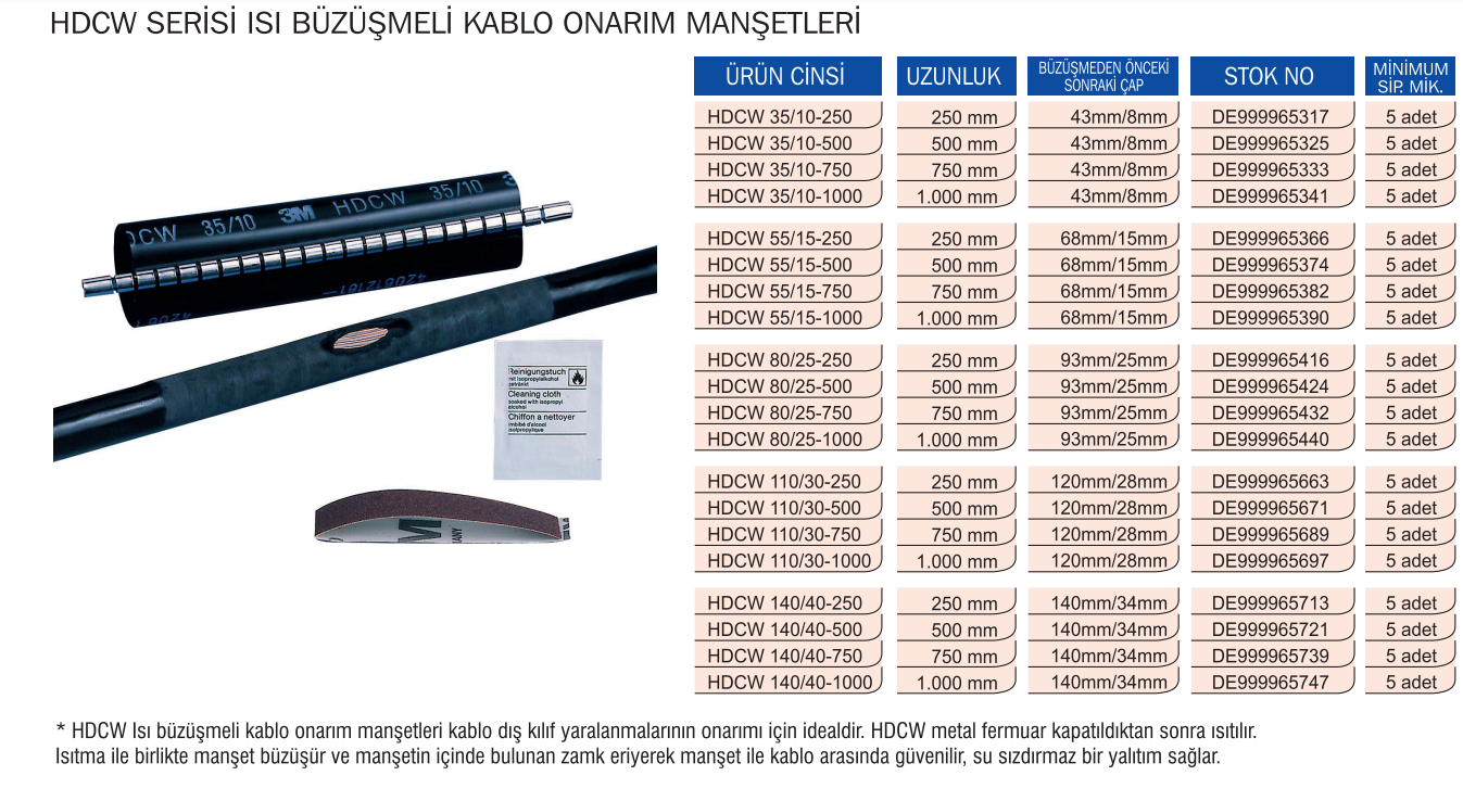 3M HDCW 140/40-250 ISI BÜZÜŞMELİ KABLO ONARIM MANŞETİ