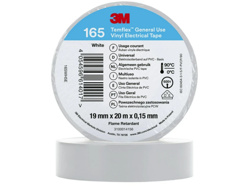 3M Temflex Vinil Elektrik Bandı 165 (BEYAZ)